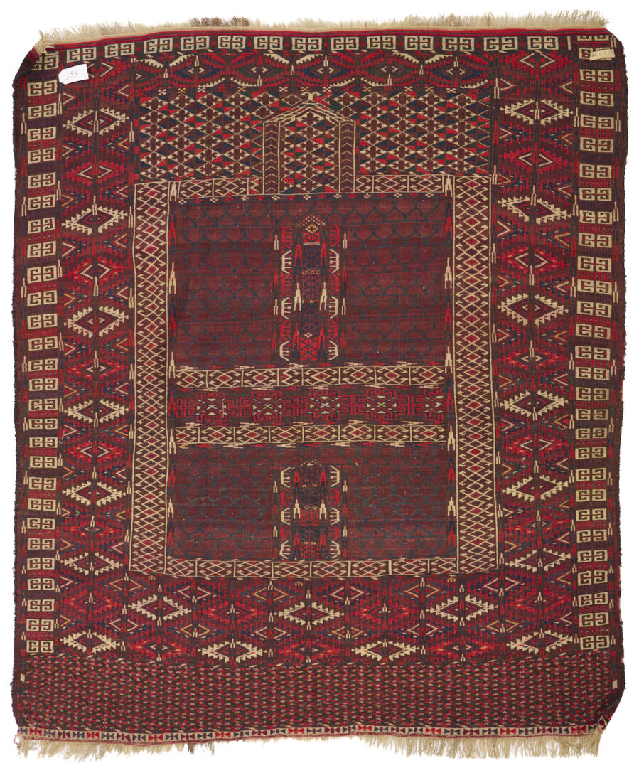 Lot 1179: 2 Antique Yomud or Yomut Turkmen Rugs, Chuval and Ensi