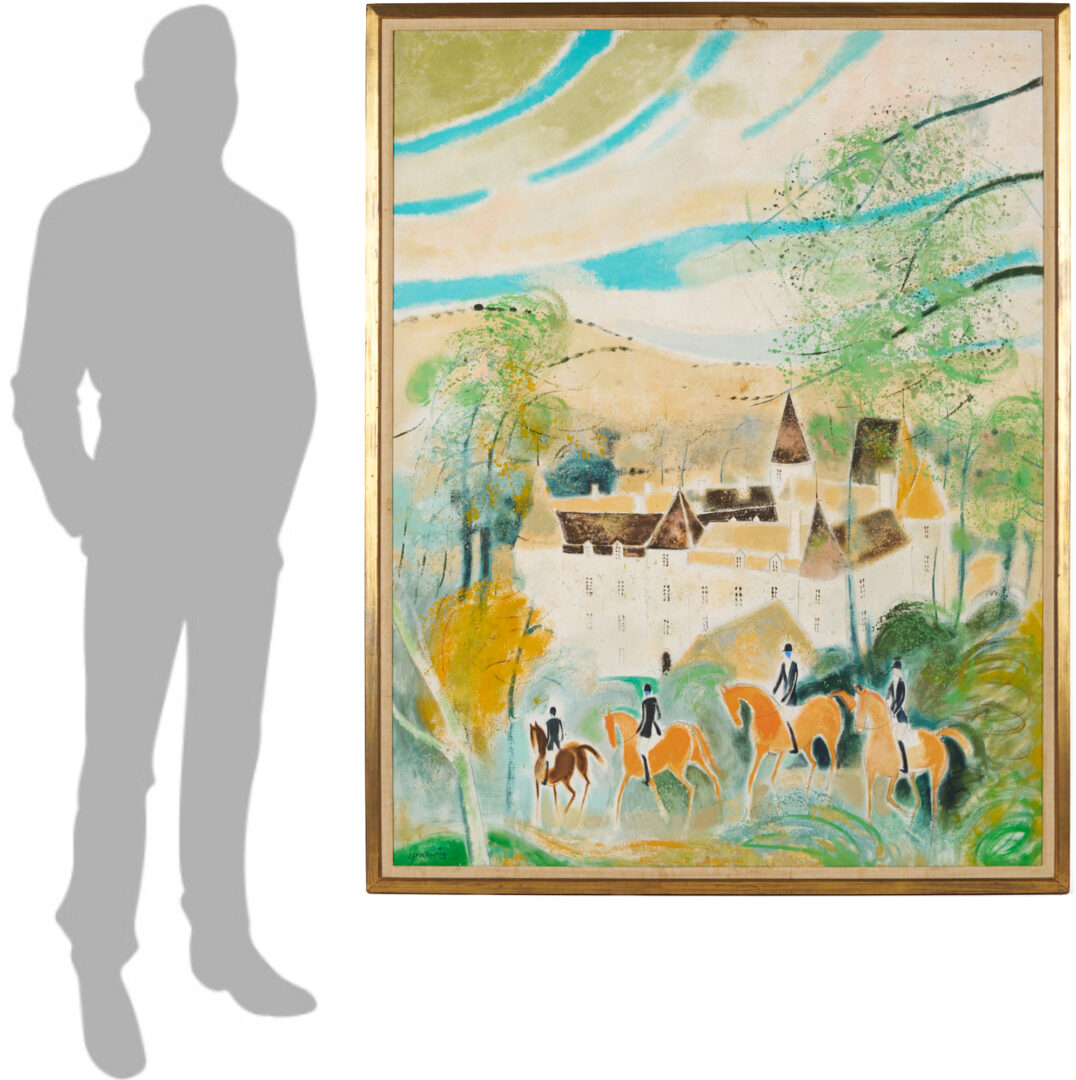 Lot 118: Claude Grosperrin Equestrian Oil Painting, Hospices de Beaune