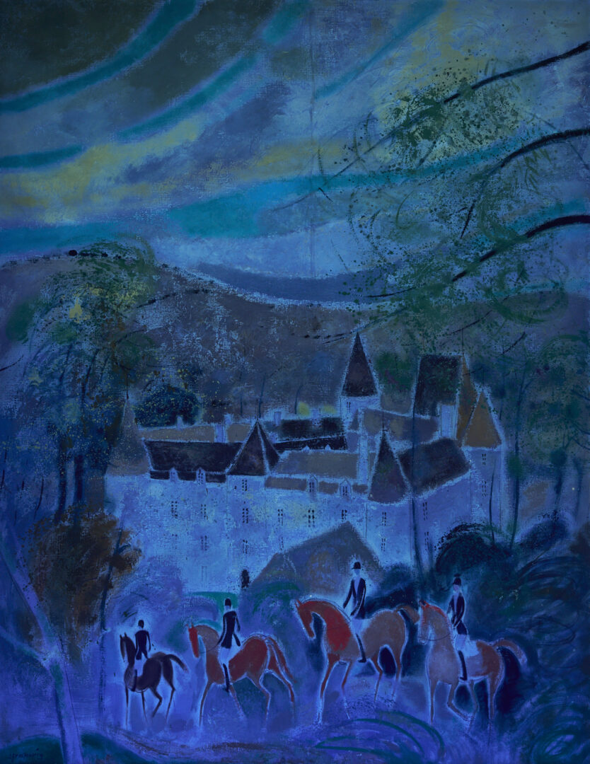 Lot 118: Claude Grosperrin Equestrian Oil Painting, Hospices de Beaune