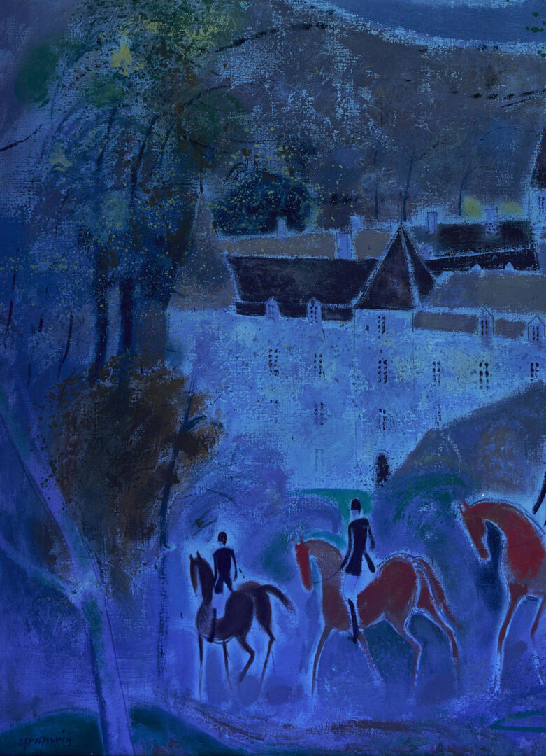 Lot 118: Claude Grosperrin Equestrian Oil Painting, Hospices de Beaune