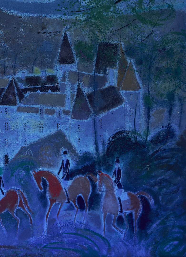 Lot 118: Claude Grosperrin Equestrian Oil Painting, Hospices de Beaune