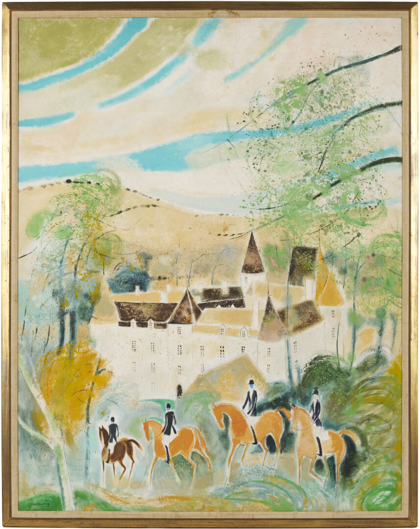 Lot 118: Claude Grosperrin Equestrian Oil Painting, Hospices de Beaune