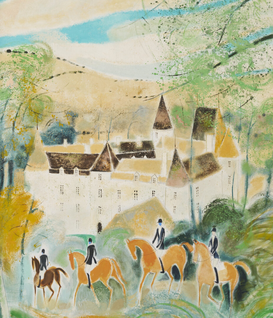 Lot 118: Claude Grosperrin Equestrian Oil Painting, Hospices de Beaune