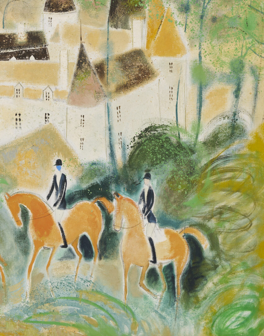 Lot 118: Claude Grosperrin Equestrian Oil Painting, Hospices de Beaune