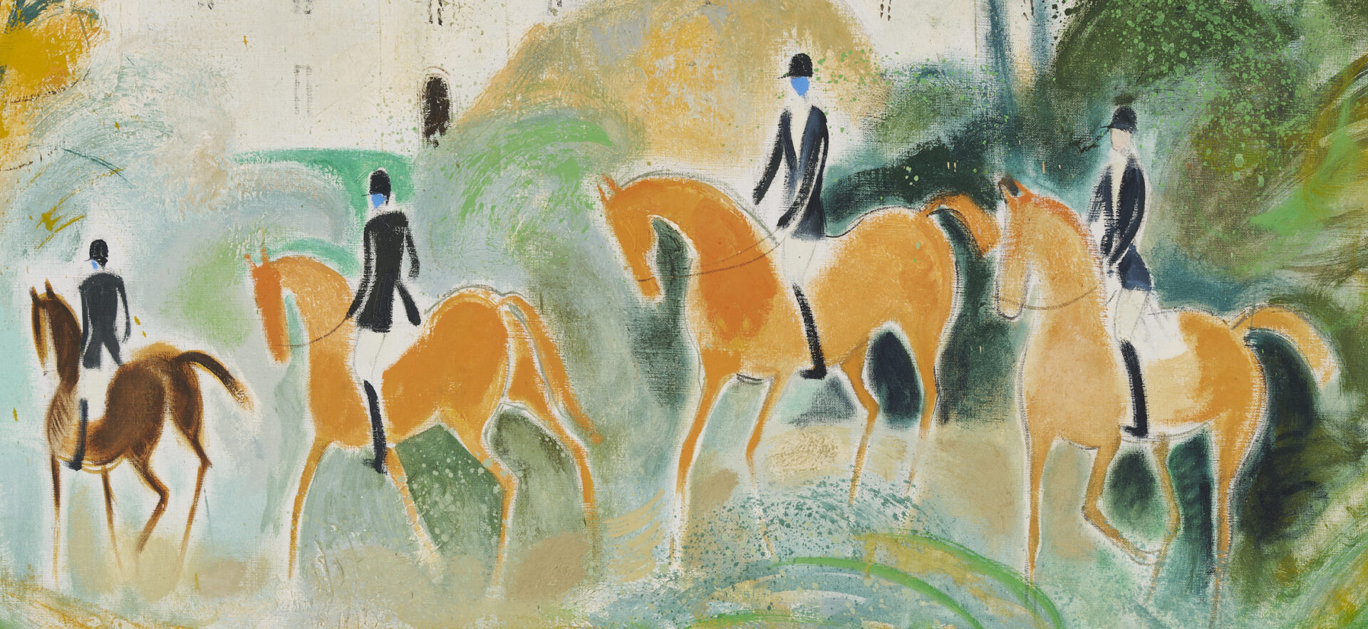 Lot 118: Claude Grosperrin Equestrian Oil Painting, Hospices de Beaune