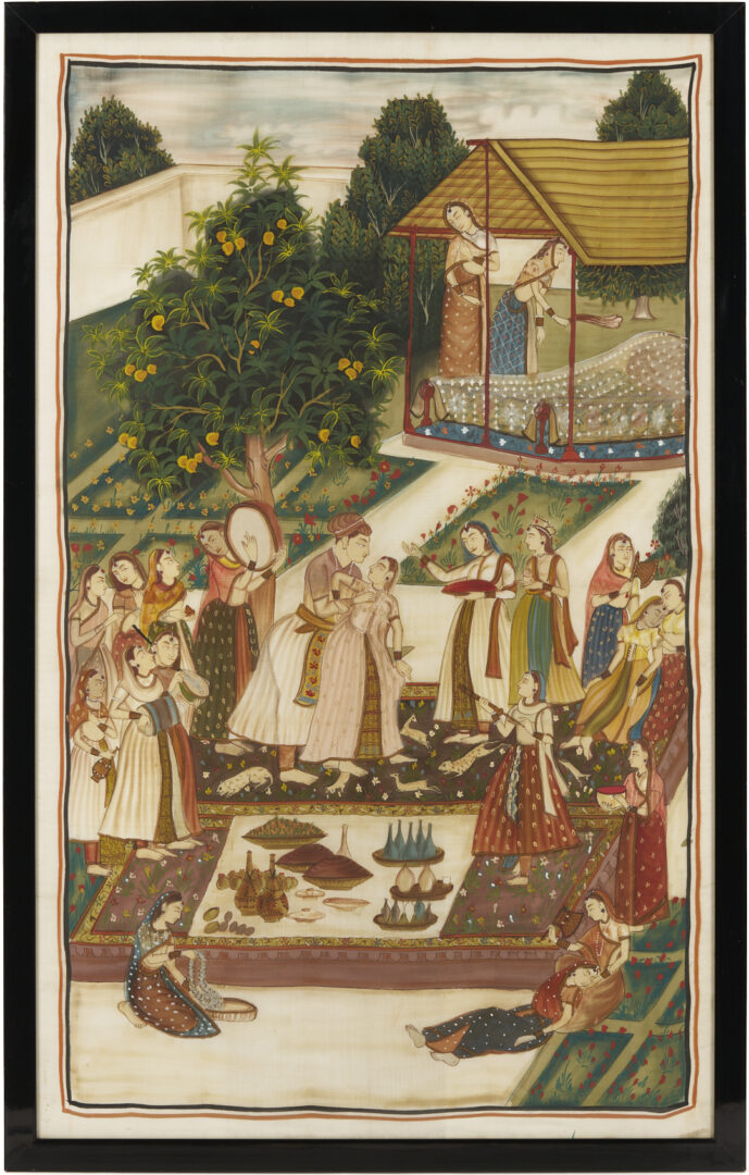 Lot 1190: Pichwai Indian Wedding Scene Painting on Silk