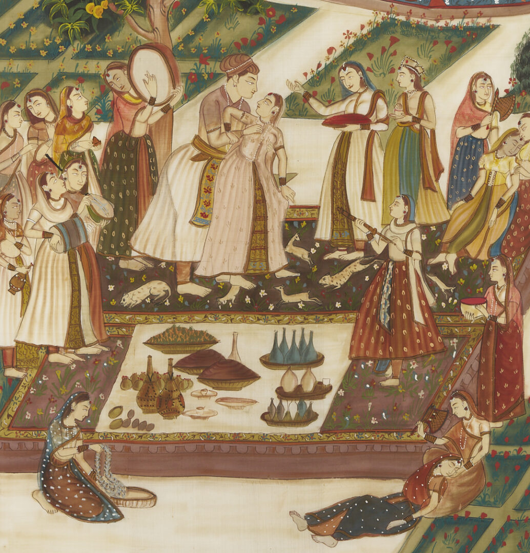 Lot 1190: Pichwai Indian Wedding Scene Painting on Silk