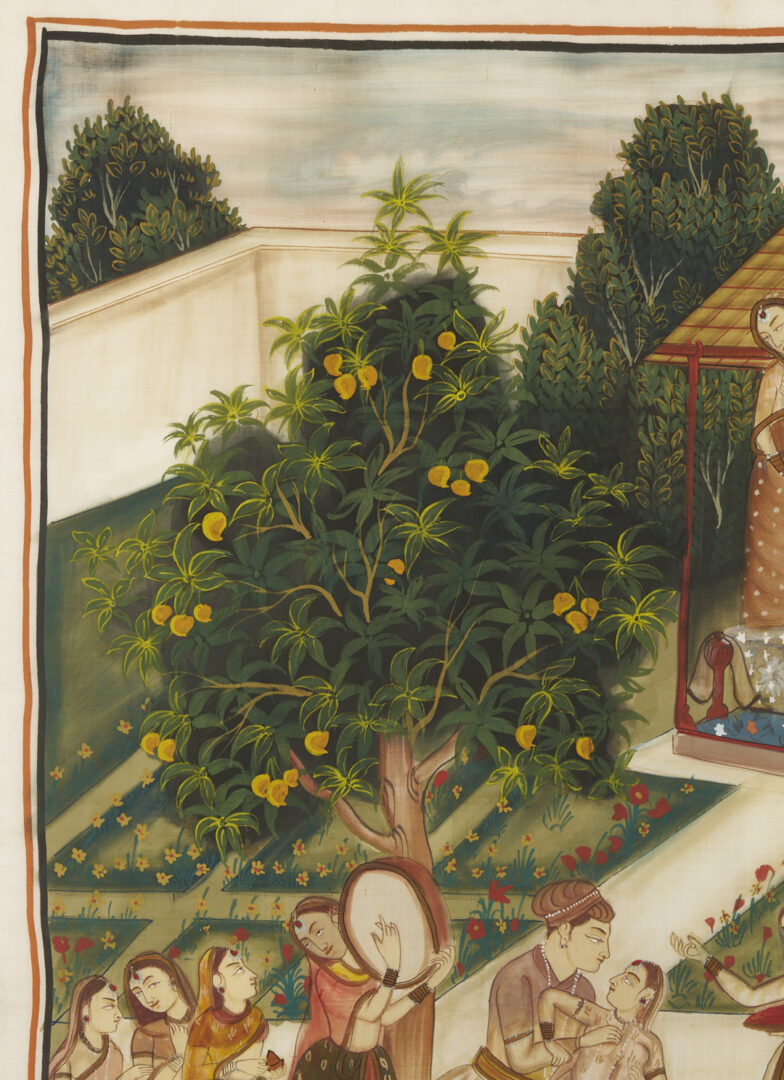Lot 1190: Pichwai Indian Wedding Scene Painting on Silk