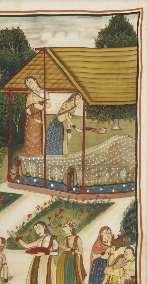 Lot 1190: Pichwai Indian Wedding Scene Painting on Silk