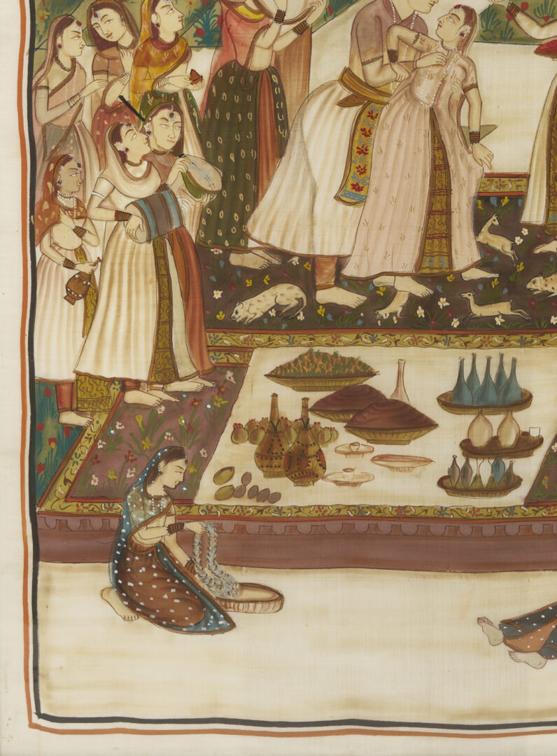Lot 1190: Pichwai Indian Wedding Scene Painting on Silk