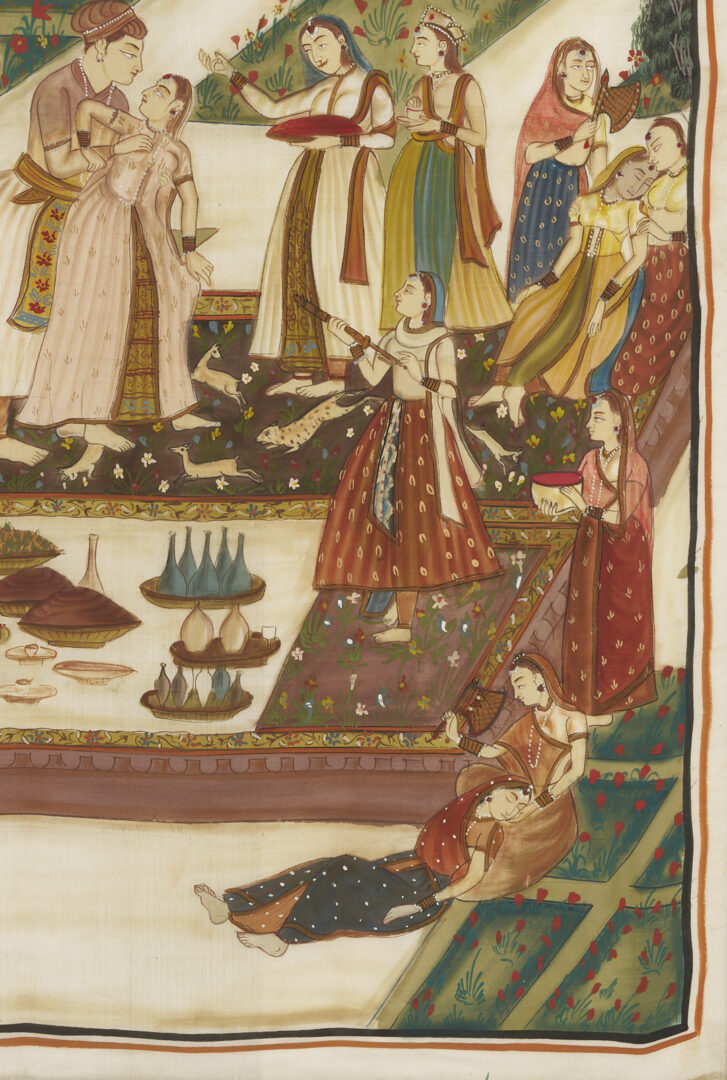 Lot 1190: Pichwai Indian Wedding Scene Painting on Silk