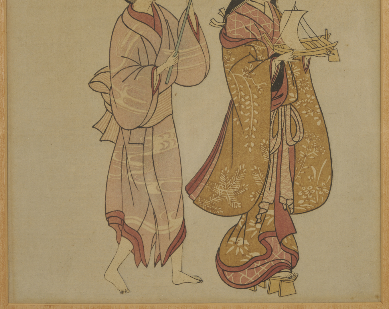 Lot 1192: 2 Japanese Bijin-ga Woodblock Prints After Harunobu & Toyonobu or Kiyomitsu