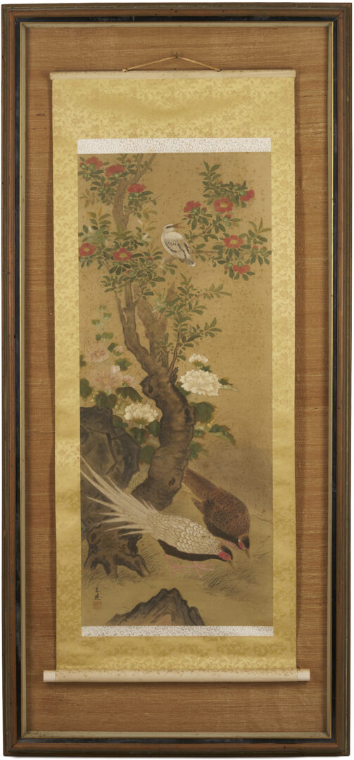 Lot 1194: Framed Chinese Scroll with Birds