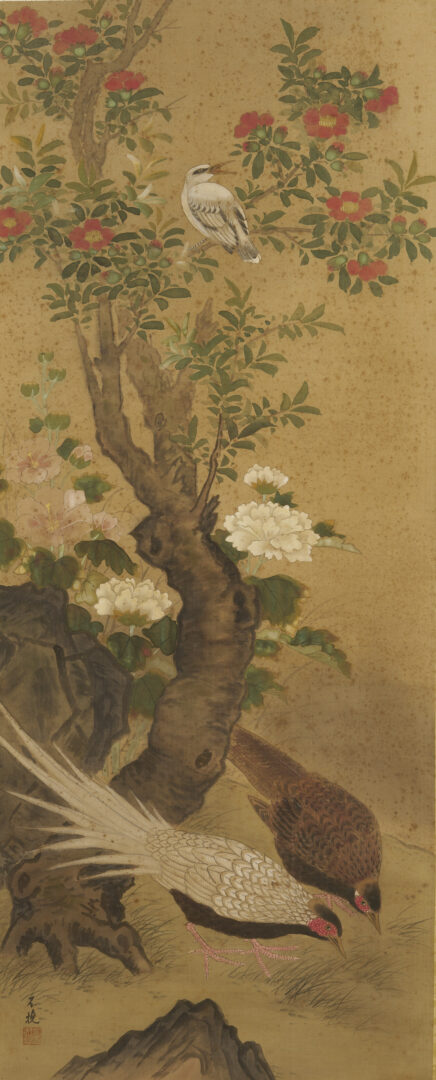 Lot 1194: Framed Chinese Scroll with Birds