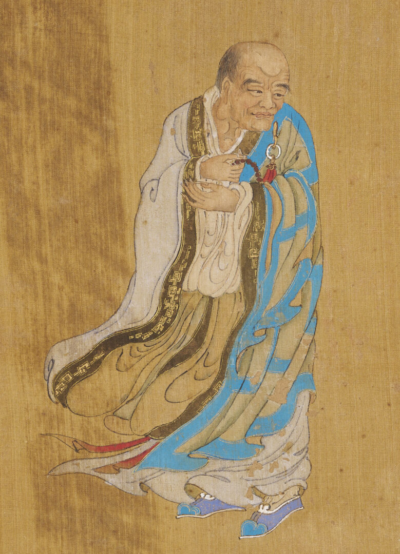 Lot 1195: Three Chinese Figural Watercolor Paintings on Silk, 19th c.