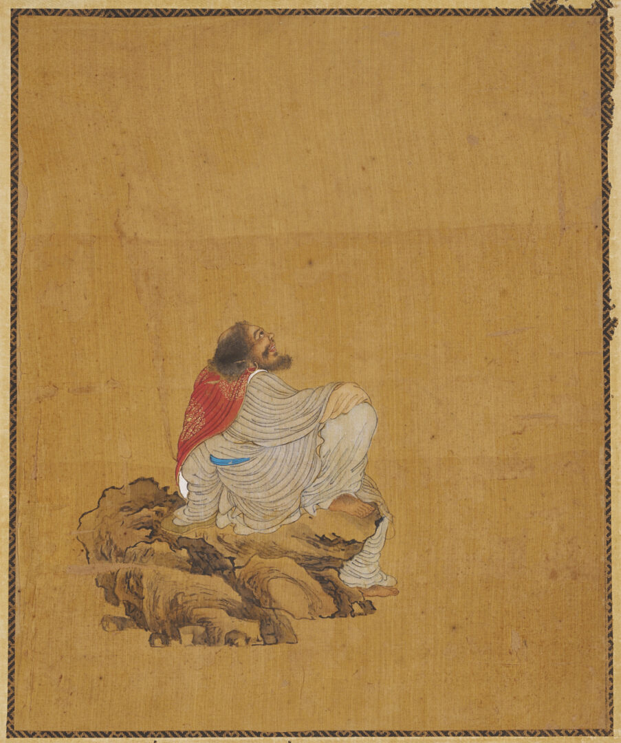 Lot 1195: Three Chinese Figural Watercolor Paintings on Silk, 19th c.