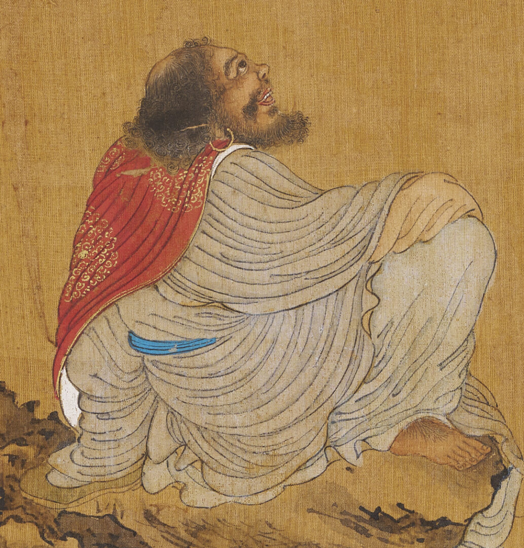 Lot 1195: Three Chinese Figural Watercolor Paintings on Silk, 19th c.