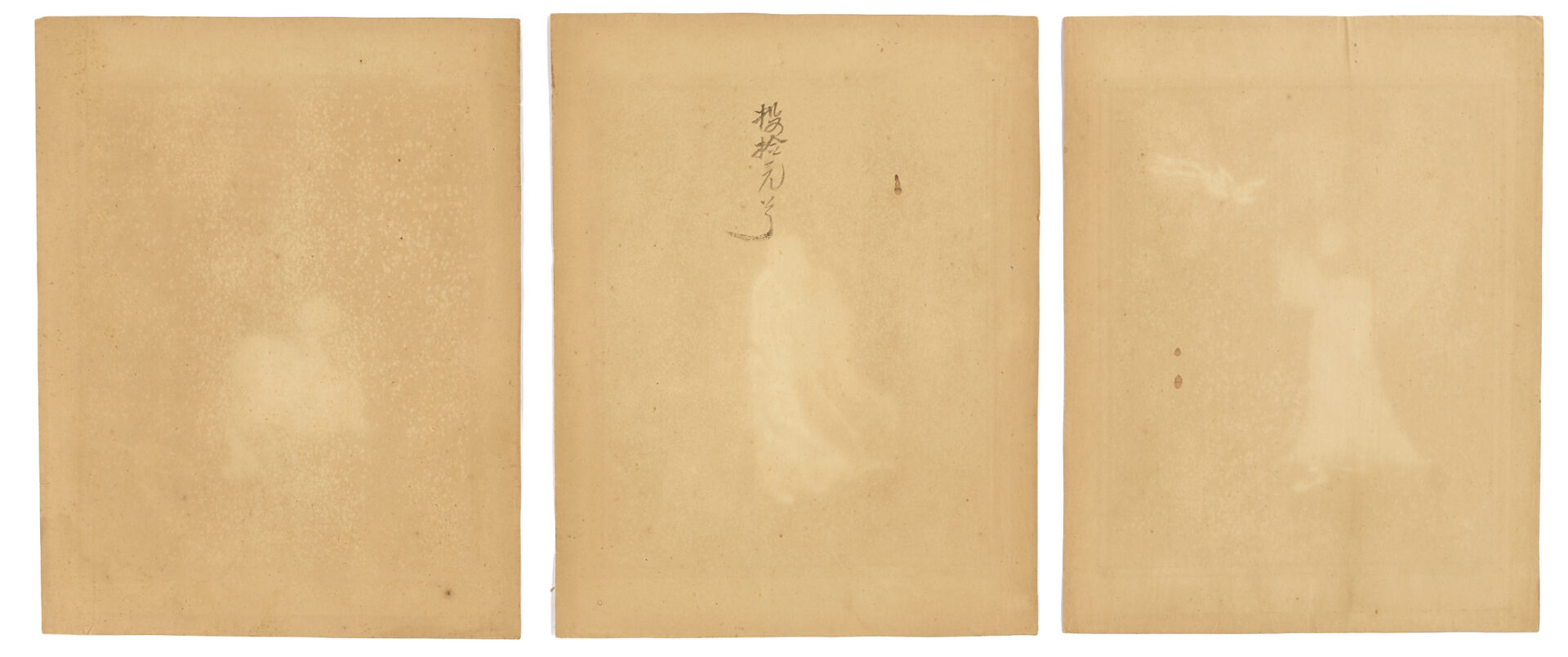 Lot 1195: Three Chinese Figural Watercolor Paintings on Silk, 19th c.