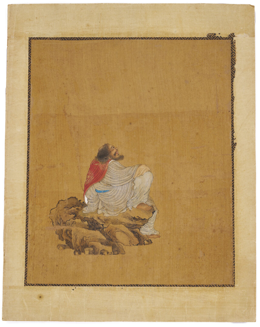 Lot 1195: Three Chinese Figural Watercolor Paintings on Silk, 19th c.