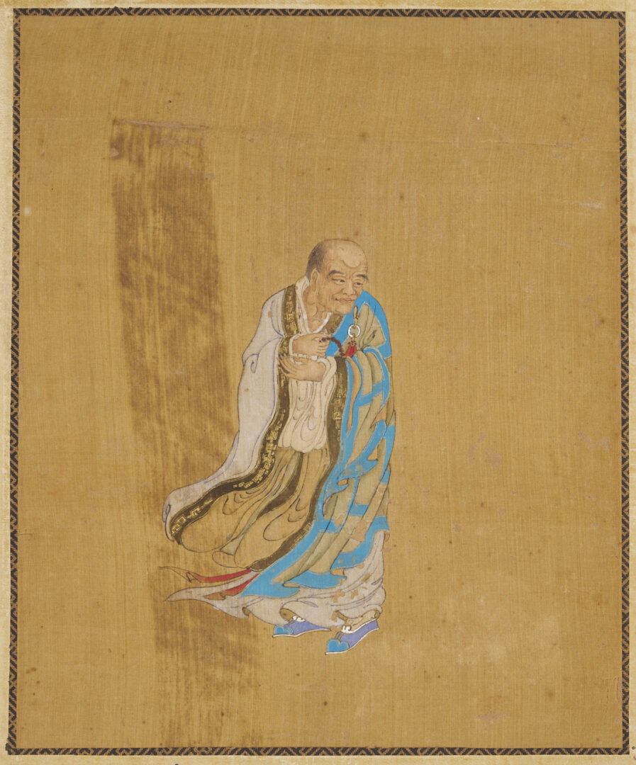Lot 1195: Three Chinese Figural Watercolor Paintings on Silk, 19th c.