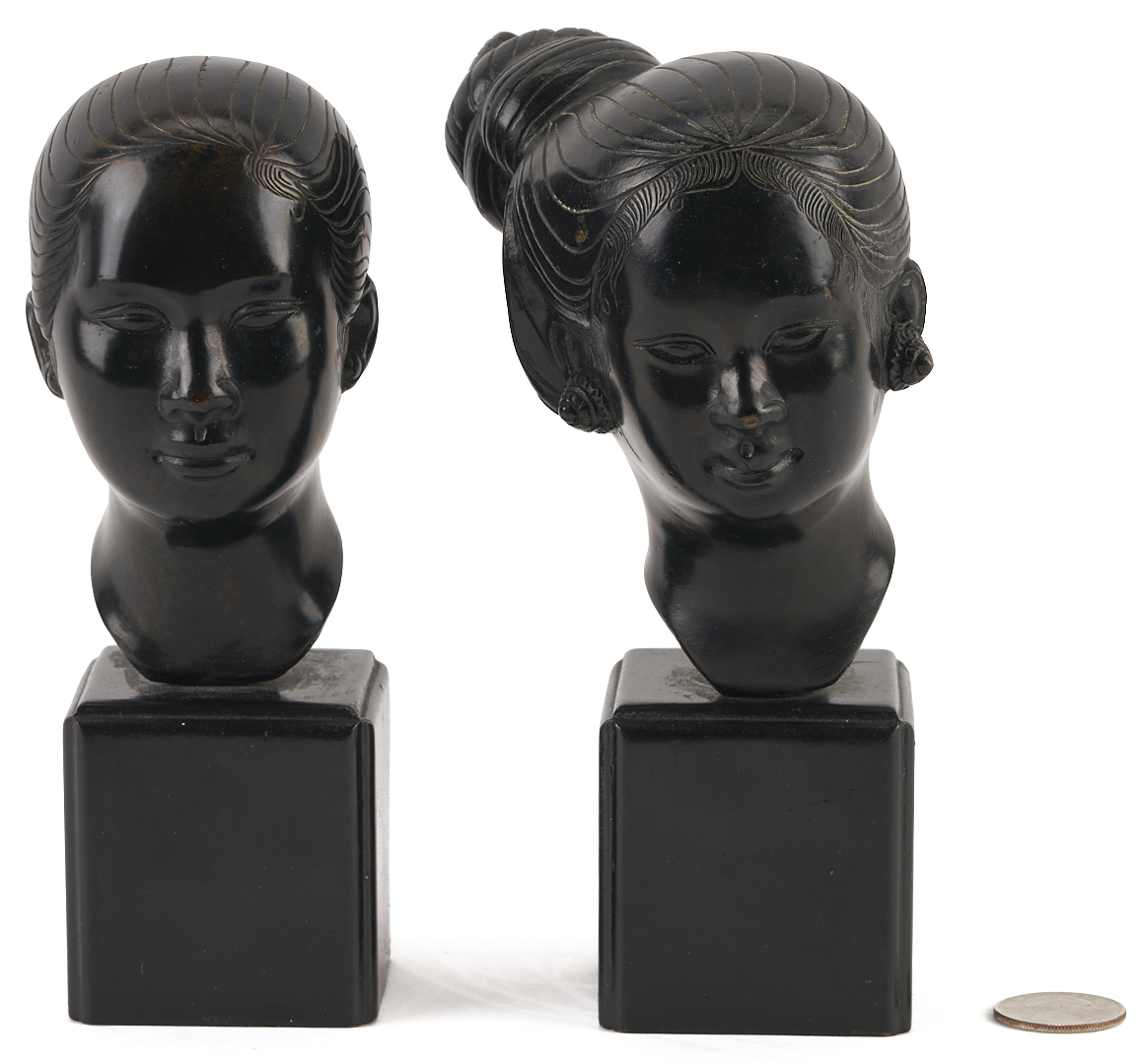 Lot 1196: Two Vietnamese Bronze Portrait Busts