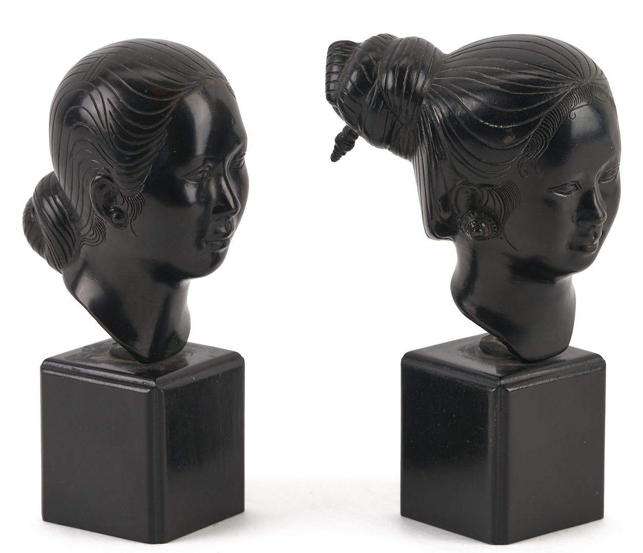 Lot 1196: Two Vietnamese Bronze Portrait Busts