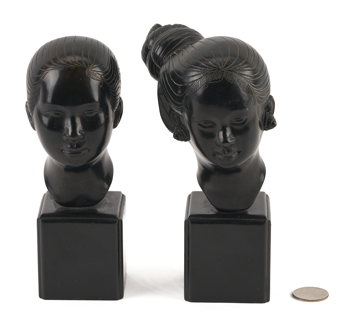 Lot 1196: Two Vietnamese Bronze Portrait Busts