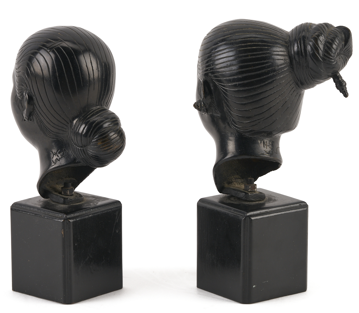 Lot 1196: Two Vietnamese Bronze Portrait Busts