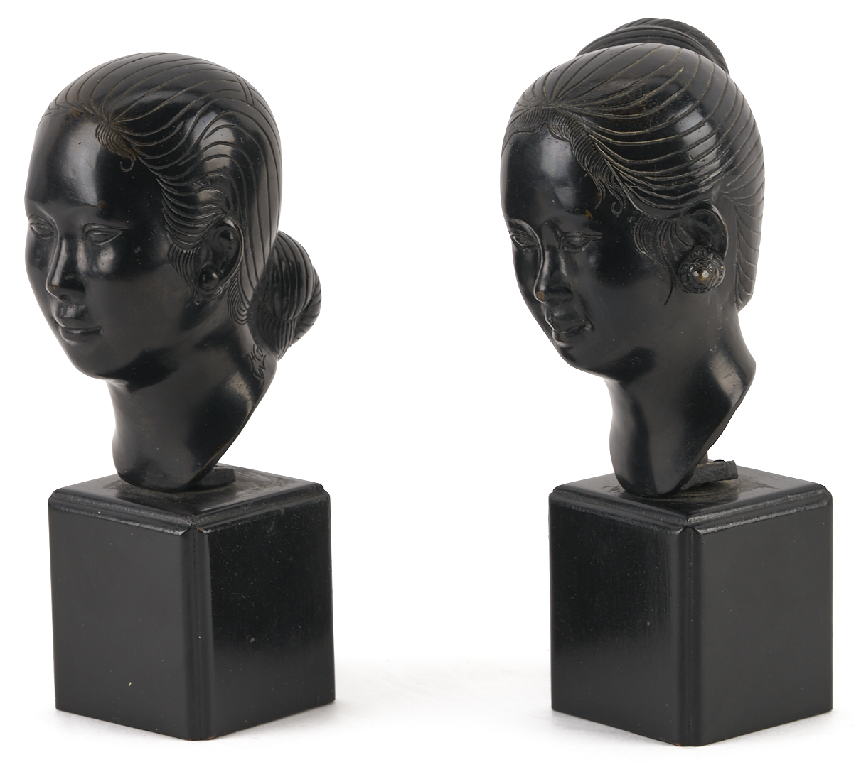 Lot 1196: Two Vietnamese Bronze Portrait Busts