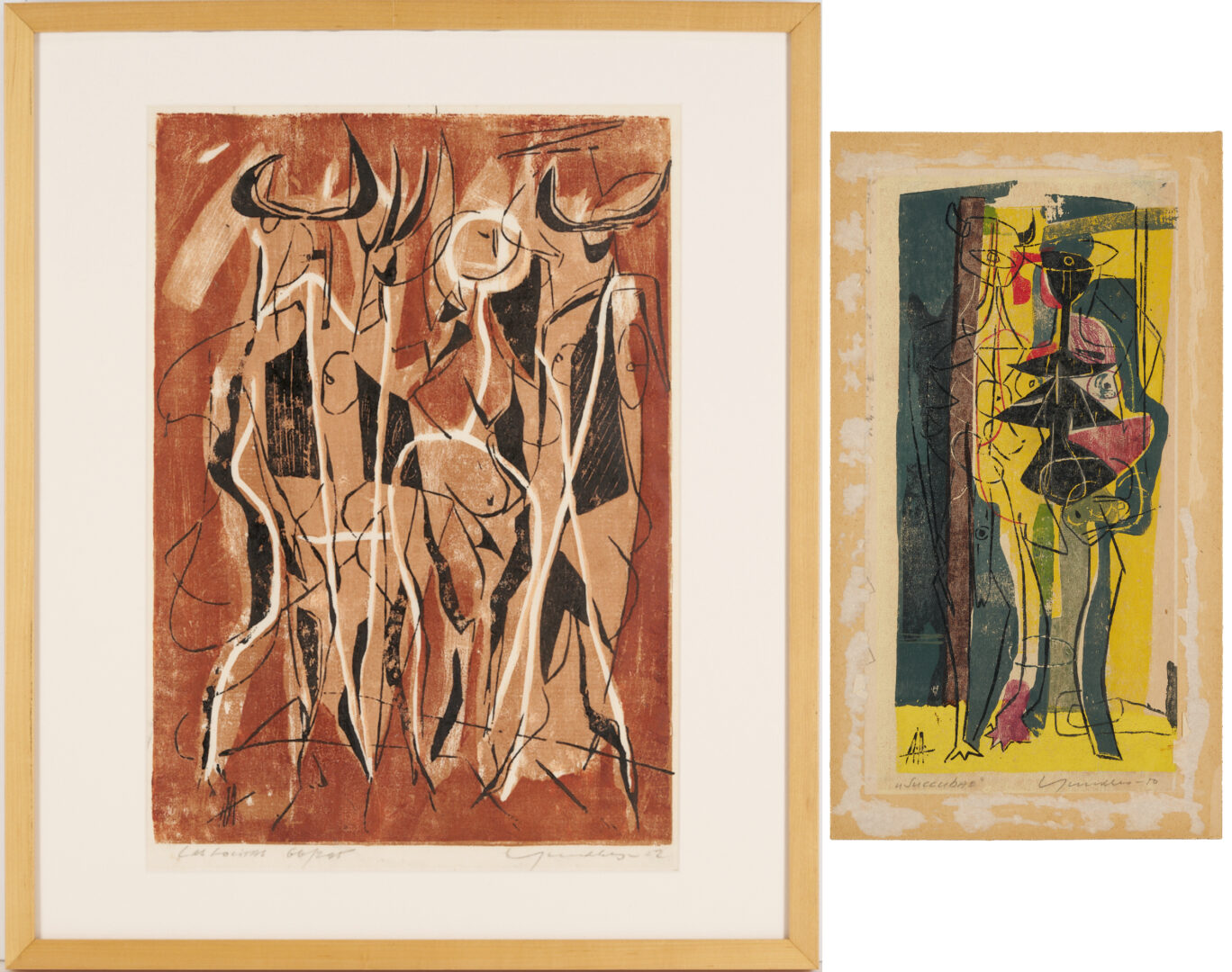 Lot 1198: 2 Early Adja Yunkers Woodcuts, Las Lolitas & Succubae