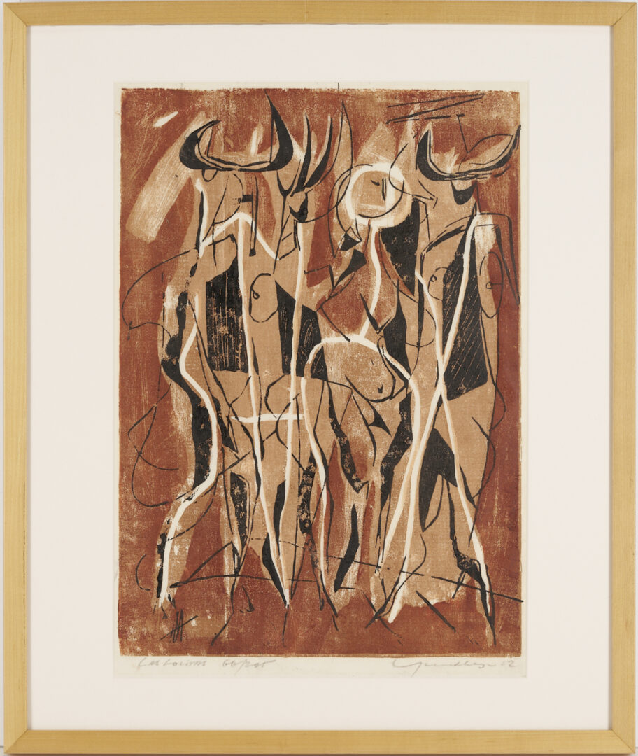 Lot 1198: 2 Early Adja Yunkers Woodcuts, Las Lolitas & Succubae