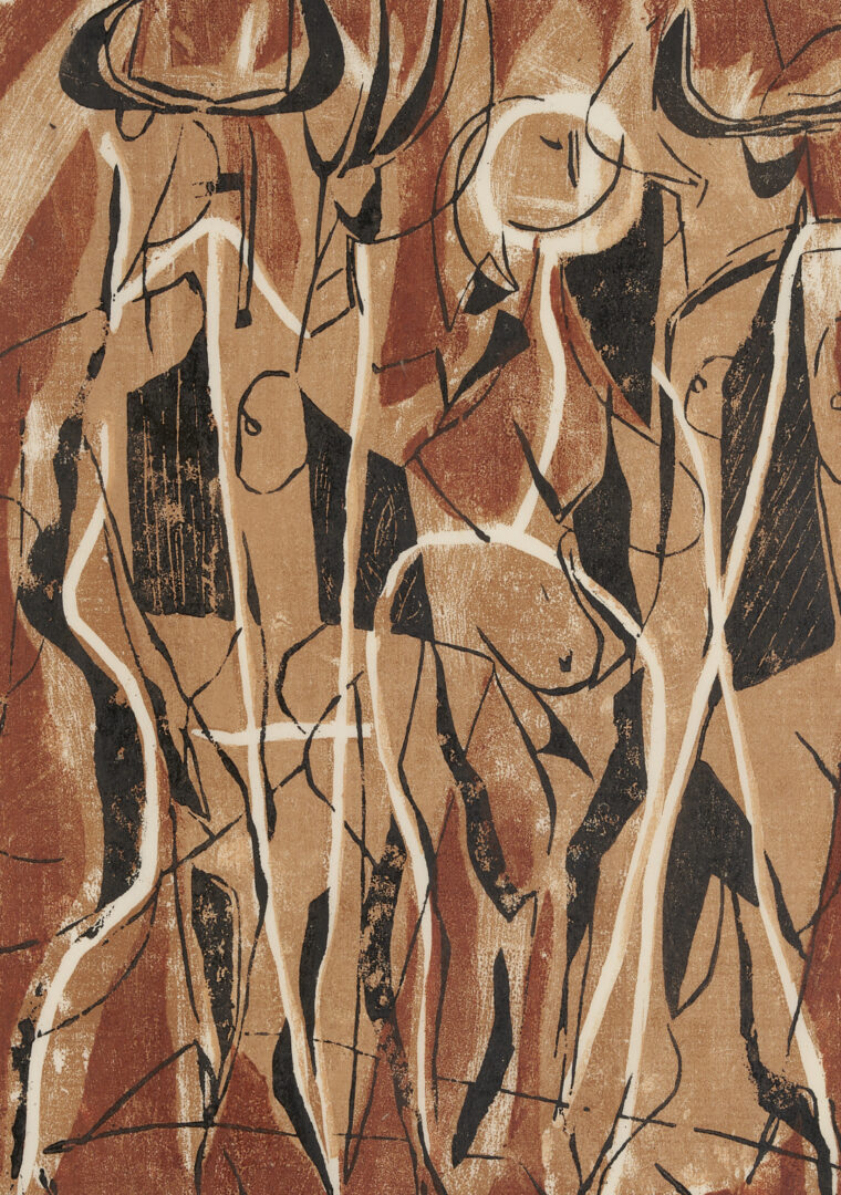 Lot 1198: 2 Early Adja Yunkers Woodcuts, Las Lolitas & Succubae