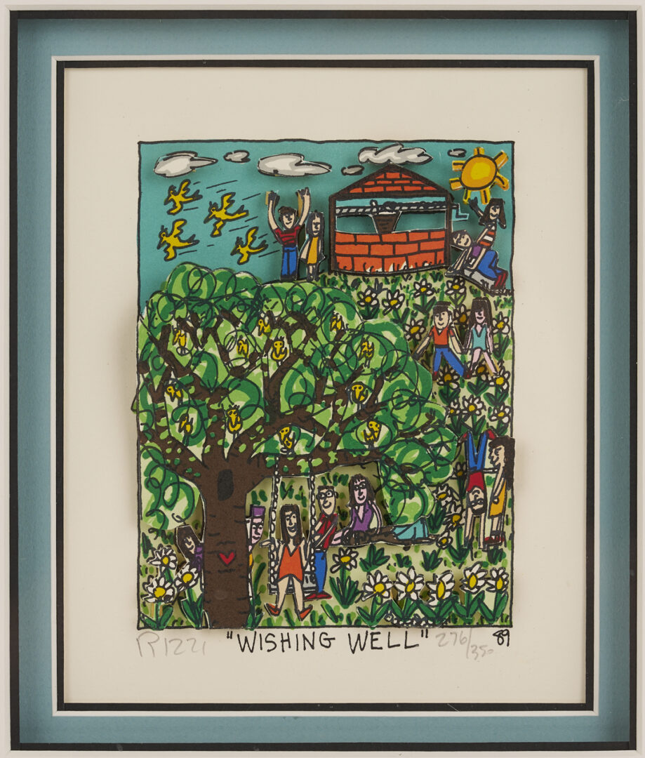 Lot 1199: James Rizzi 3D Op Art Screenprint, Wishing Well