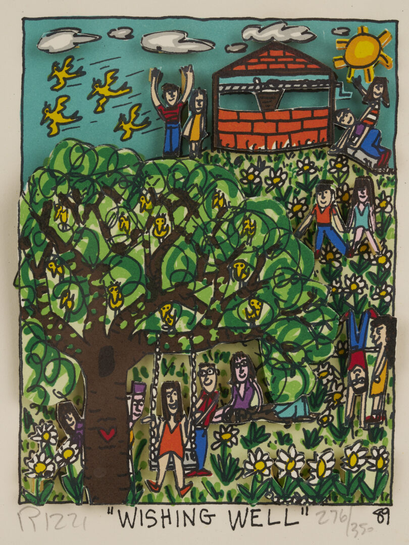 Lot 1199: James Rizzi 3D Op Art Screenprint, Wishing Well