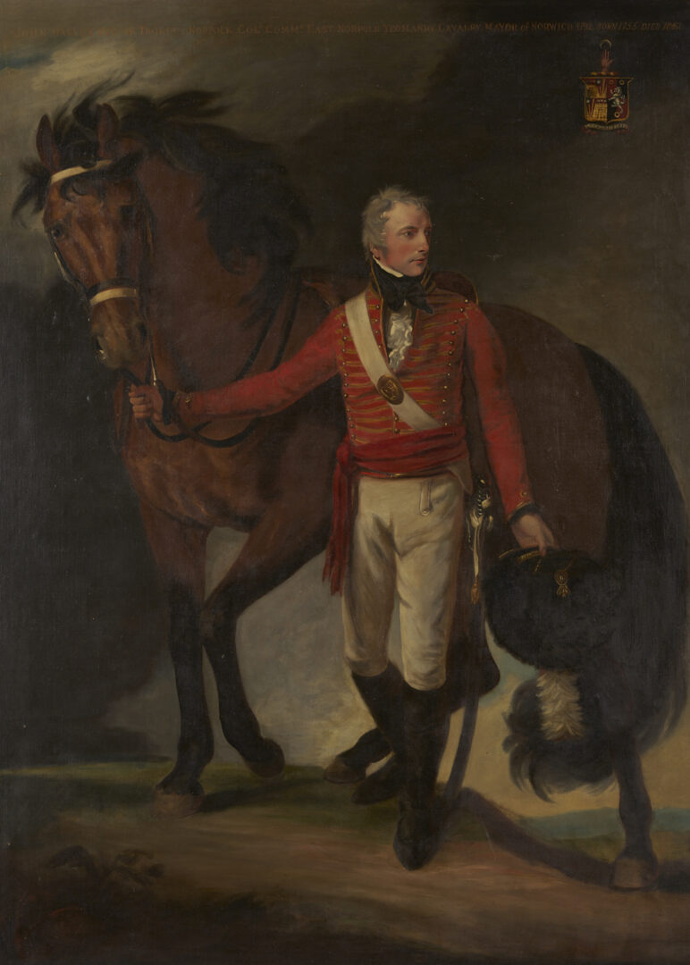 Lot 119: Large Marianne Harvey O/C Equestrian Portrait of John Harvey, Mayor of Norwich, After Opie