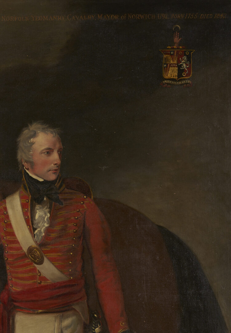 Lot 119: Large Marianne Harvey O/C Equestrian Portrait of John Harvey, Mayor of Norwich, After Opie