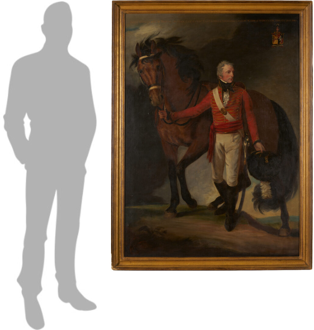 Lot 119: Large Marianne Harvey O/C Equestrian Portrait of John Harvey, Mayor of Norwich, After Opie