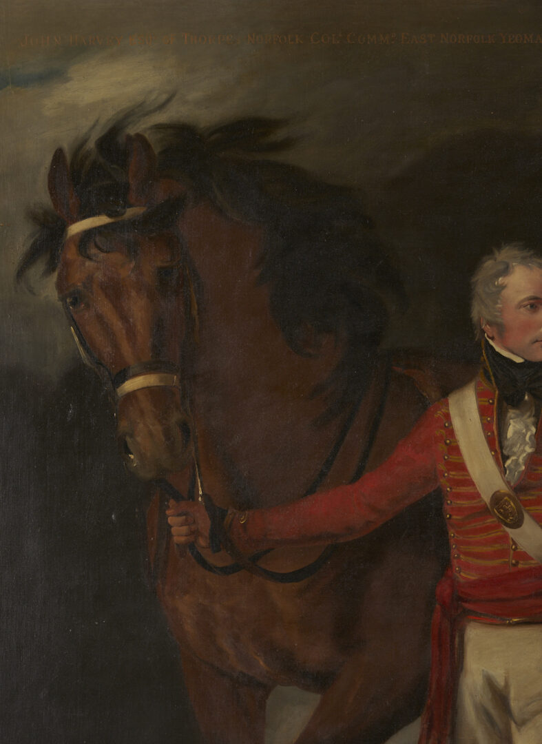 Lot 119: Large Marianne Harvey O/C Equestrian Portrait of John Harvey, Mayor of Norwich, After Opie