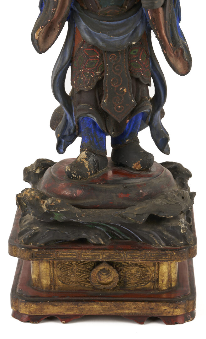 Lot 11: Bishamonten Carved & Polychrome Wood Figure