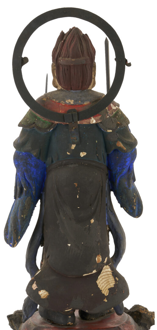 Lot 11: Bishamonten Carved & Polychrome Wood Figure