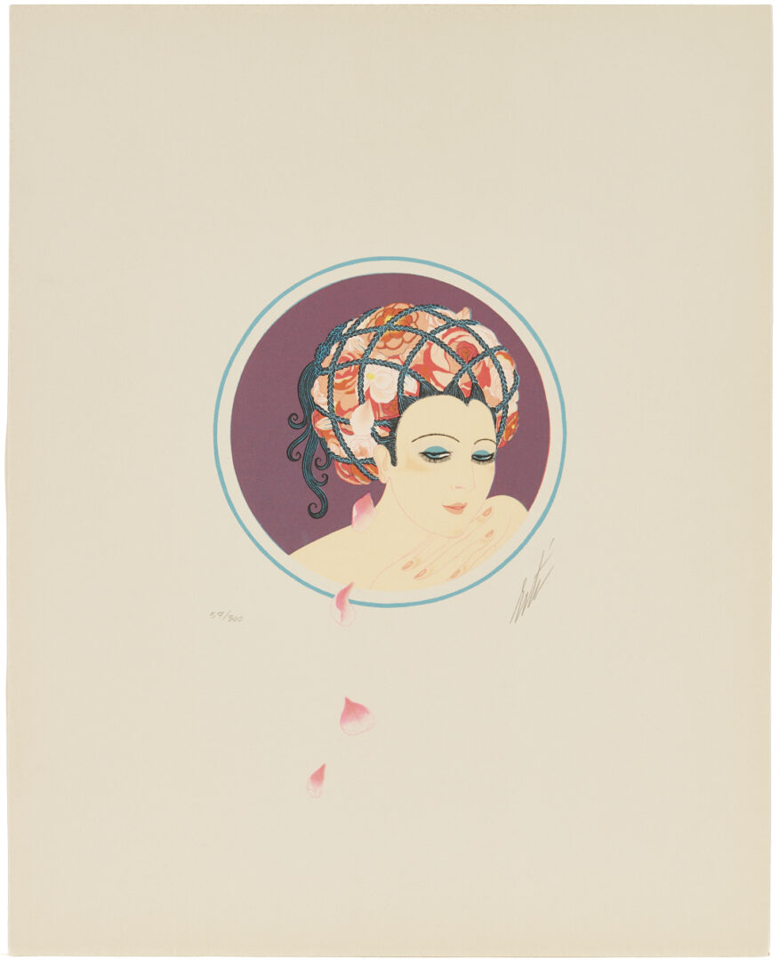 Lot 1200: 3 Signed Erte Lithographs, The Turban Suite Incl. The Mirror, Rose Turban, & Yellow Turban