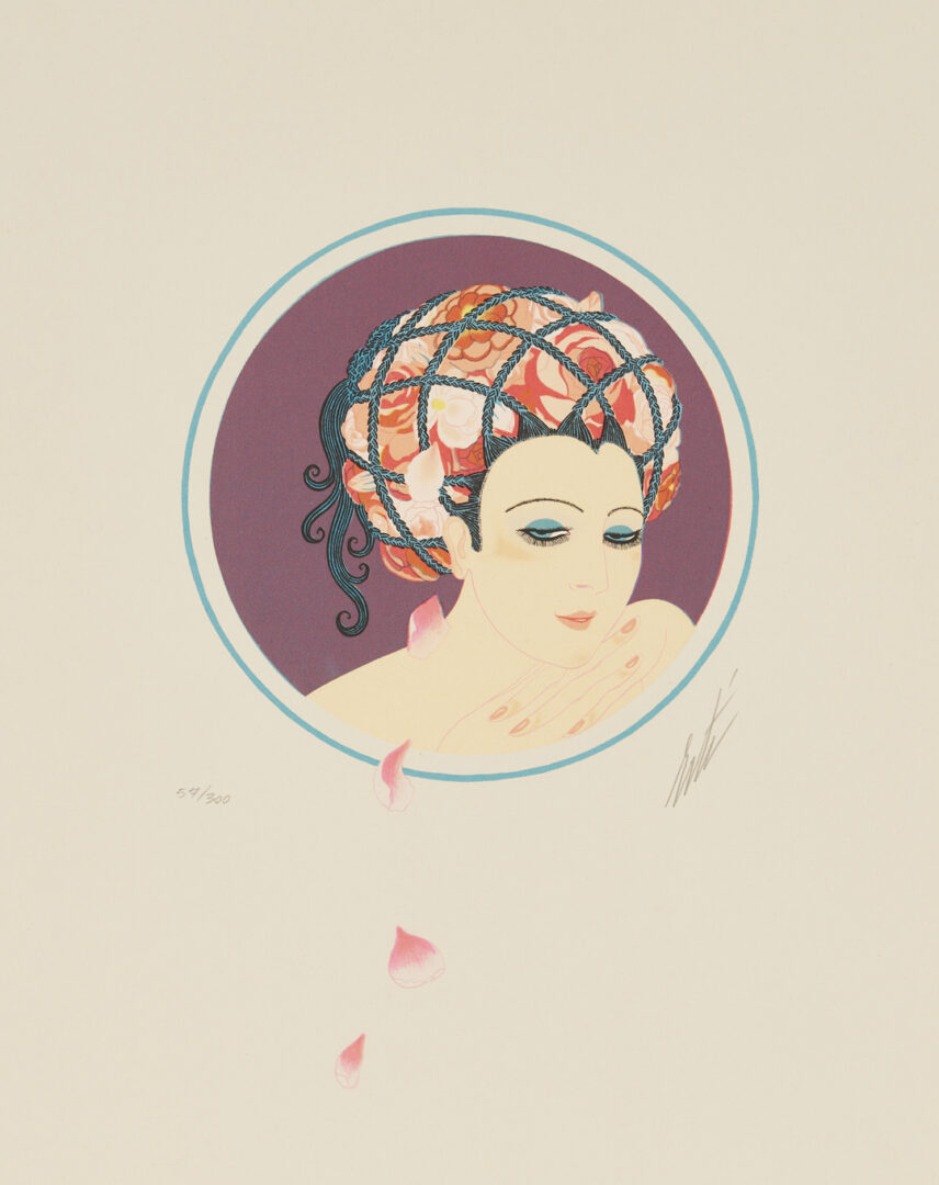 Lot 1200: 3 Signed Erte Lithographs, The Turban Suite Incl. The Mirror, Rose Turban, & Yellow Turban