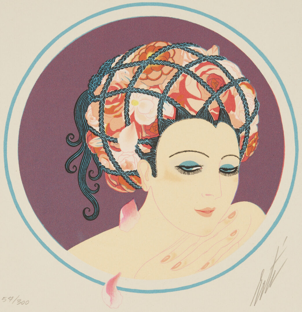 Lot 1200: 3 Signed Erte Lithographs, The Turban Suite Incl. The Mirror, Rose Turban, & Yellow Turban