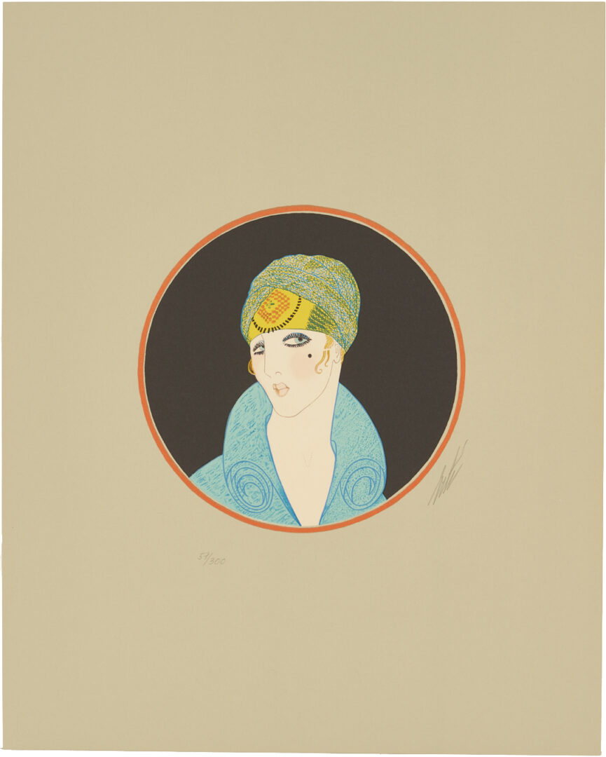 Lot 1200: 3 Signed Erte Lithographs, The Turban Suite Incl. The Mirror, Rose Turban, & Yellow Turban