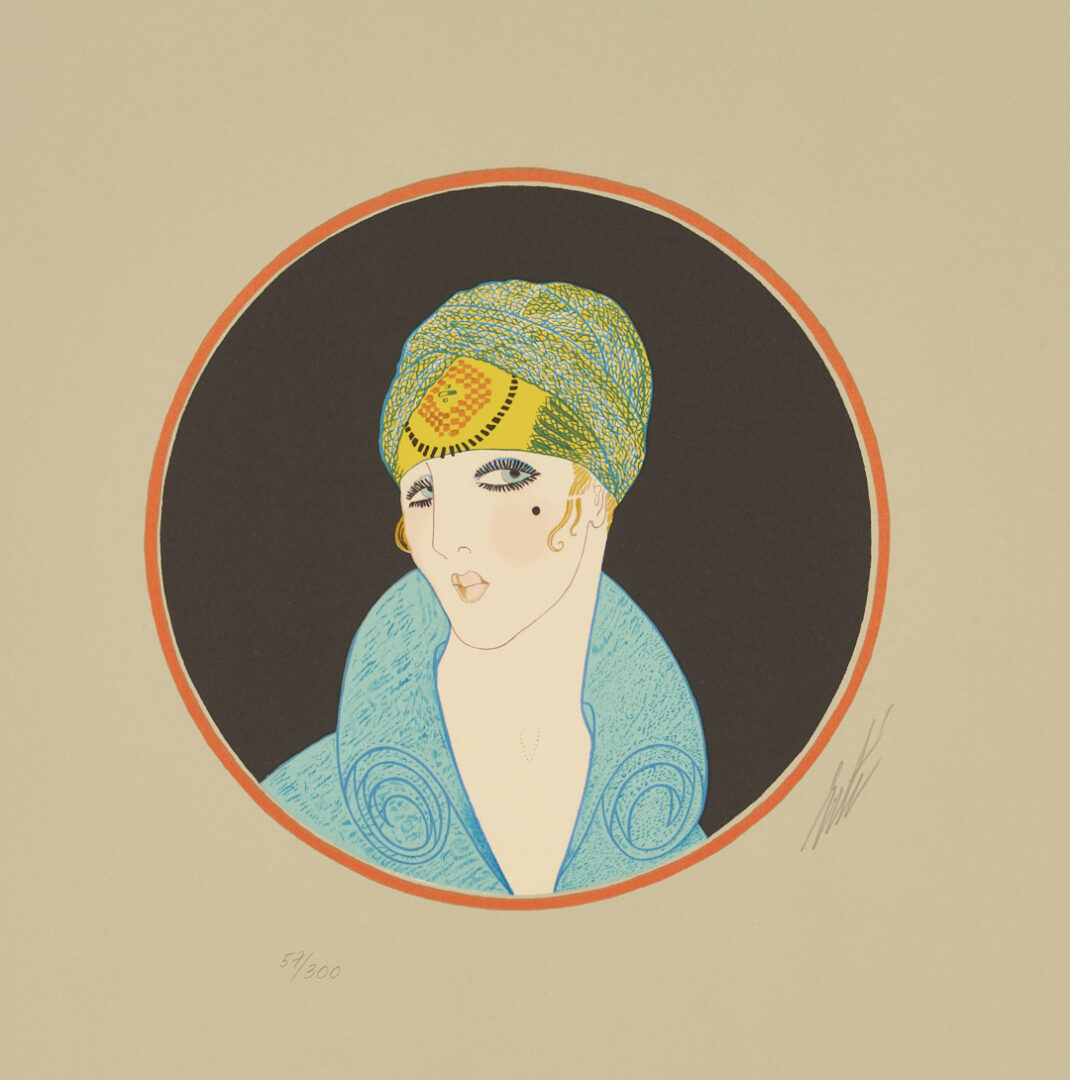 Lot 1200: 3 Signed Erte Lithographs, The Turban Suite Incl. The Mirror, Rose Turban, & Yellow Turban