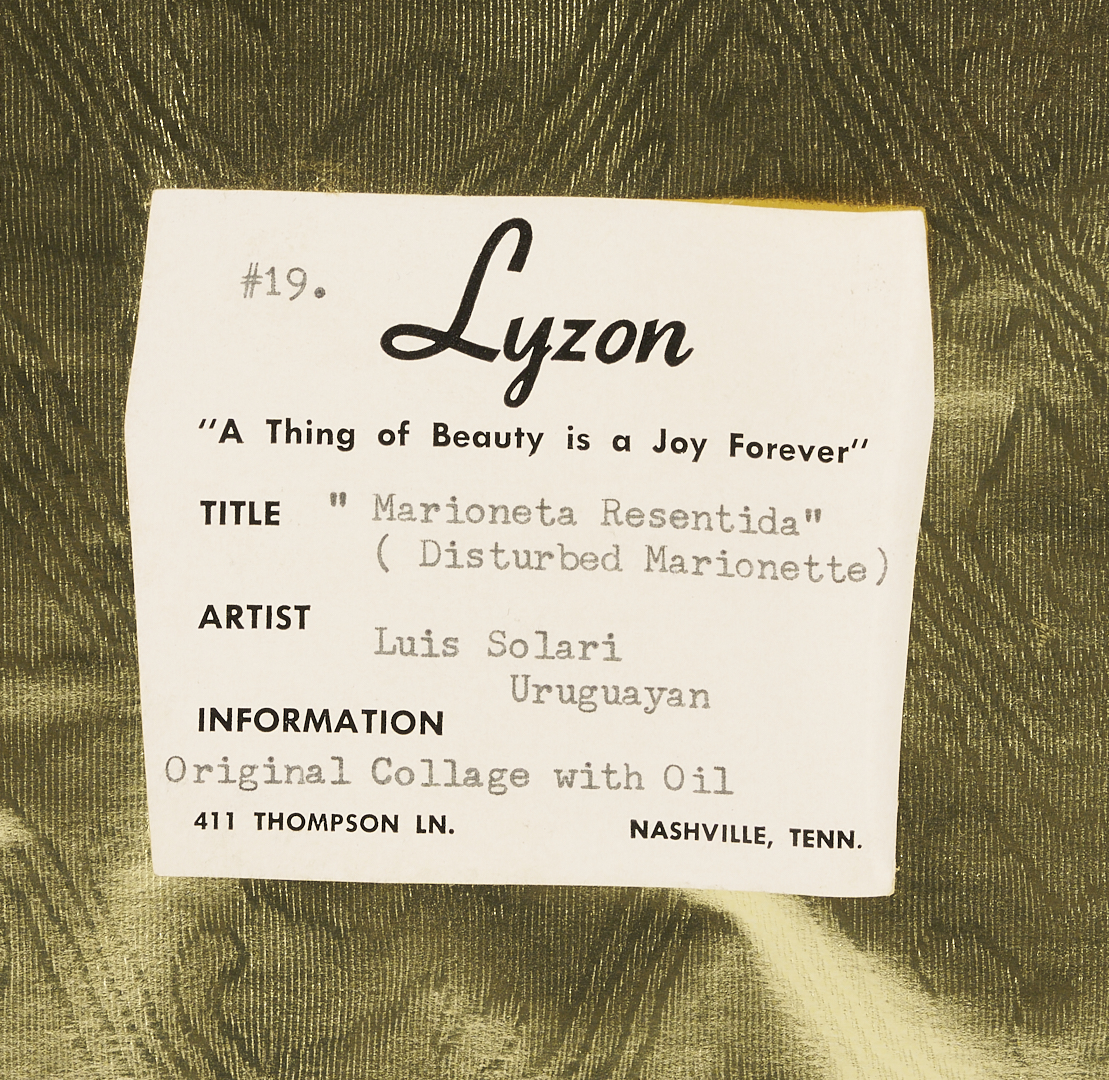 Lot 1203: Louis Solari Mixed Media Collage, Marionetta Resentida