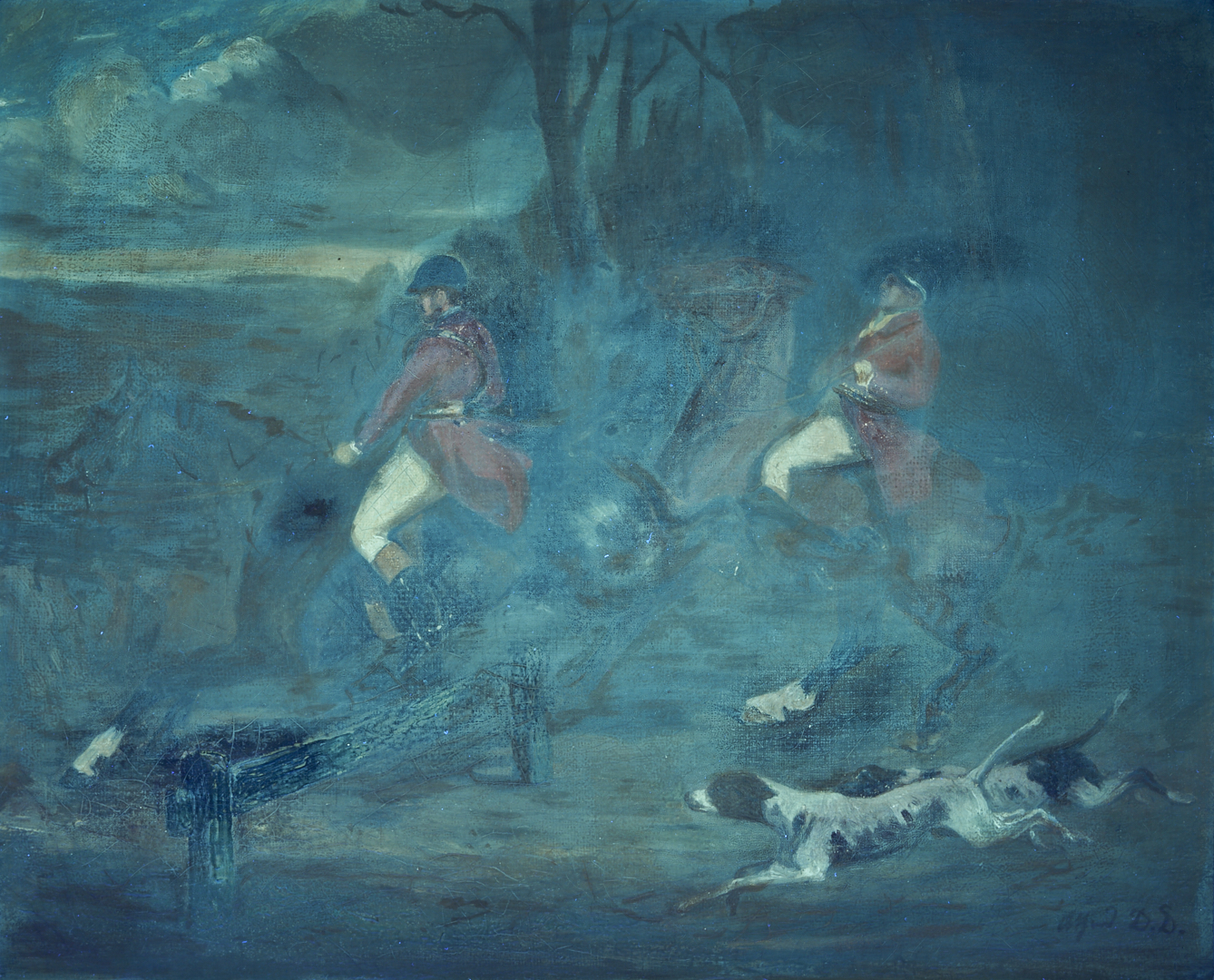 Lot 120: Fox Hunt Scene O/C after Alfred de Dreux