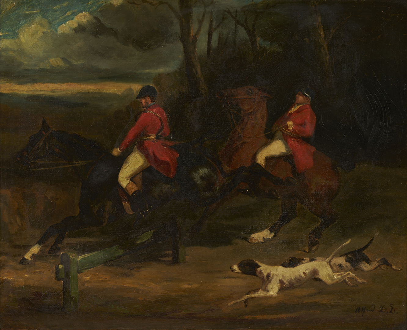 Lot 120: Fox Hunt Scene O/C after Alfred de Dreux