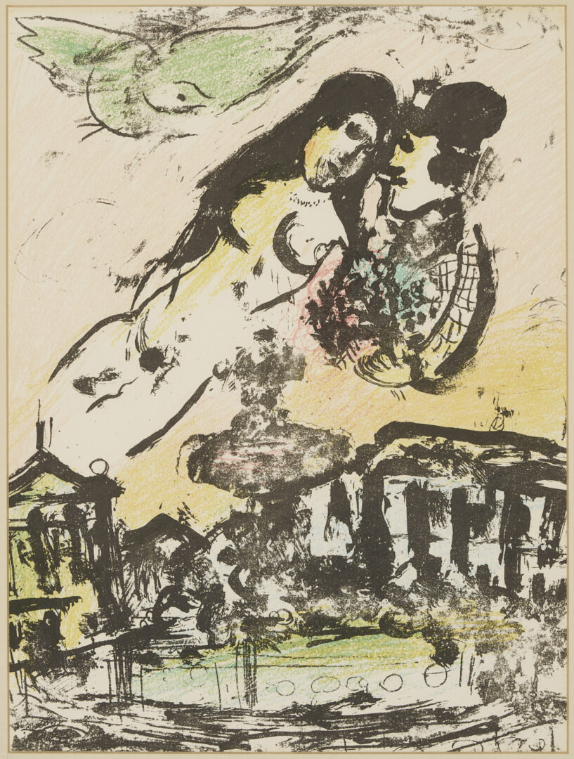 Lot 1213: 3 Chagall Framed Lithographs Plus Jules Pascin Etching, At the Ball