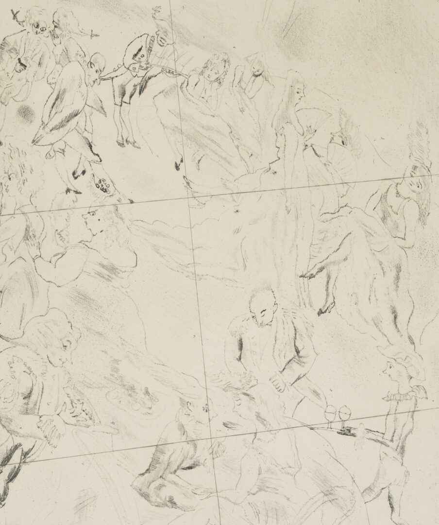 Lot 1213: 3 Chagall Framed Lithographs Plus Jules Pascin Etching, At the Ball